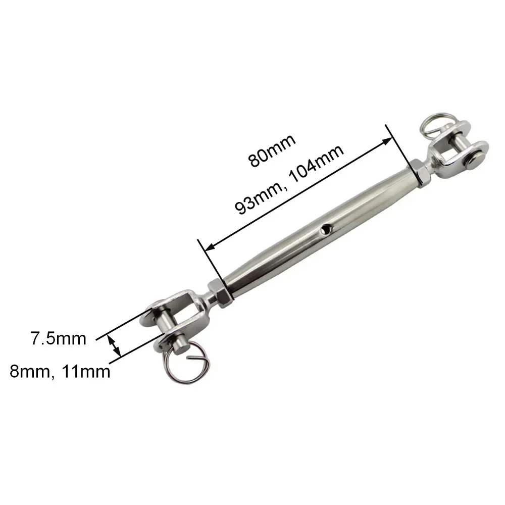 2PCS 316 Stainless Steel Closed Body Sailboat Rigging Hardware Turnbuckles M5 M6 M8 Cable Railing Jaw And Jaw Type Turnbuckle