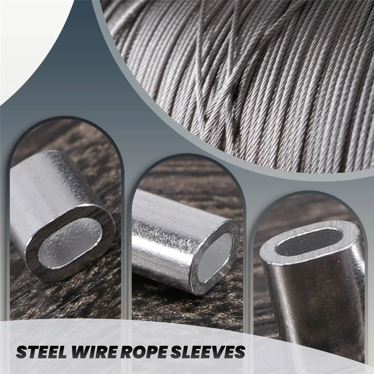 100 Pcs 1mm Steel Wire Rope Aluminum Ferrules Sleeves Silver Tone