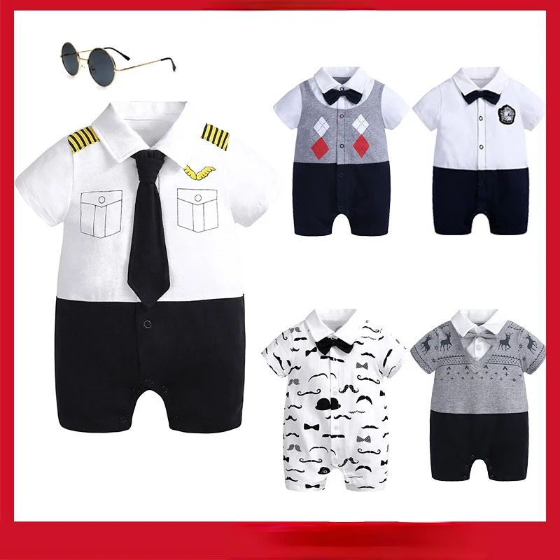 Newborn Baby Clothes for Boys 3-6months Infant Jumpsuit Fashion Pilot Style 1-2yrs Old Toddler Onesies Rompers Birthday Costume