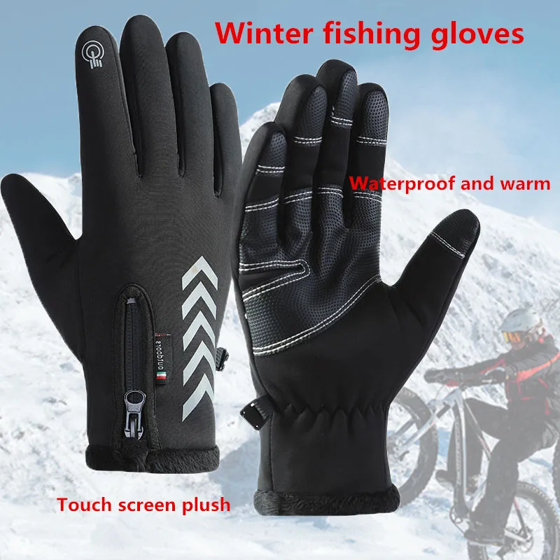 Winterhandschuhe für Männer und Frauen, Radfahren, wasserdichte und warme Touchscreen-Handschuhe für Sport, Skifahren, Anti-Rutsch-Angeln, Outdoor