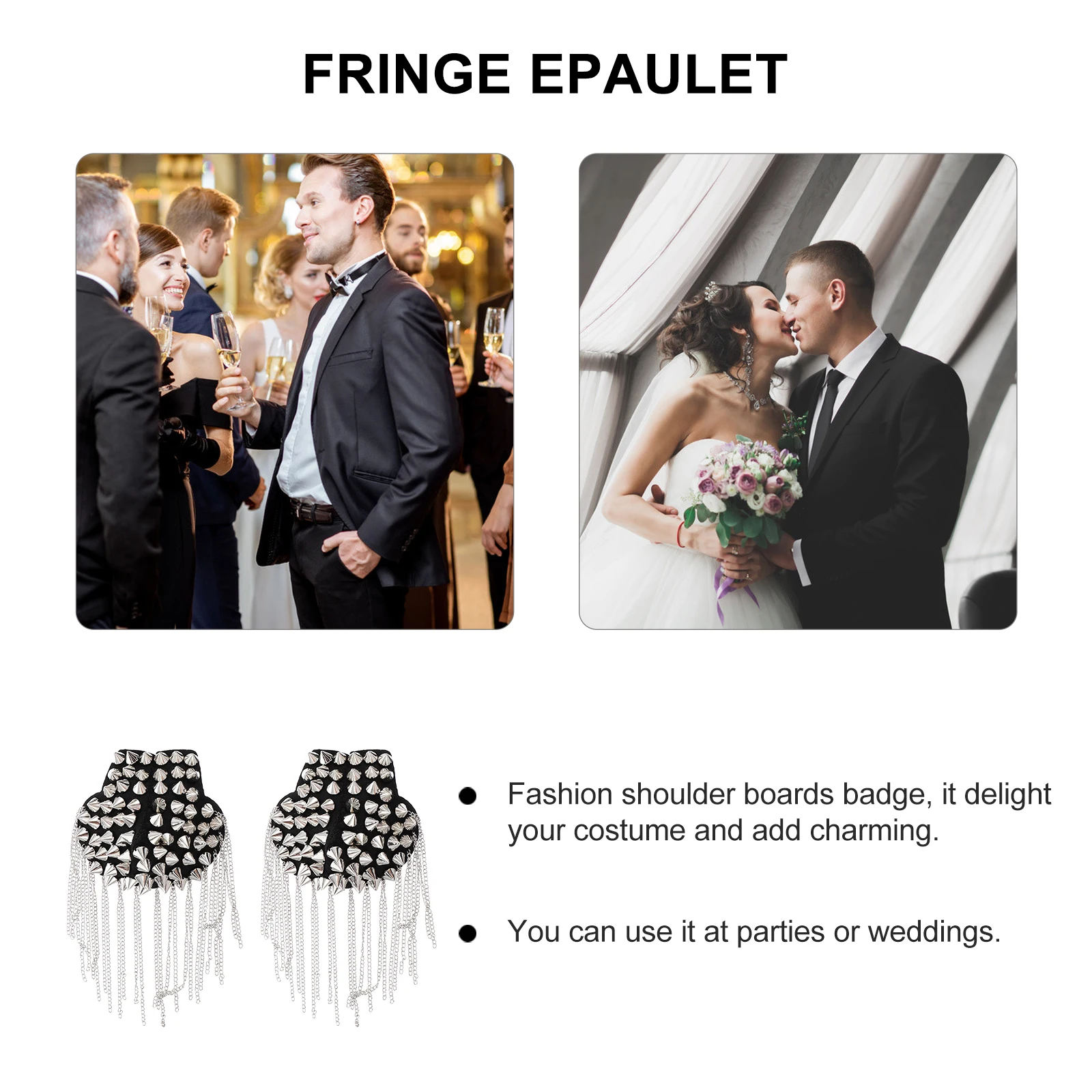 

2pcs Alloy Epaulets Tassel Shoulder Boards Badge Retro Fringe Suit Brooch Durable Costume Accessories Matching Clothes Shoes