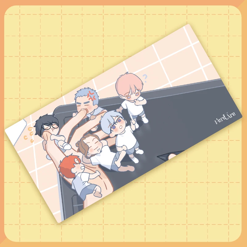 Here U Are Manga Art Gaming Mouse Pad Li Huan, Yu Yang Character Desk Pad Waterproof Surface Writing Mat