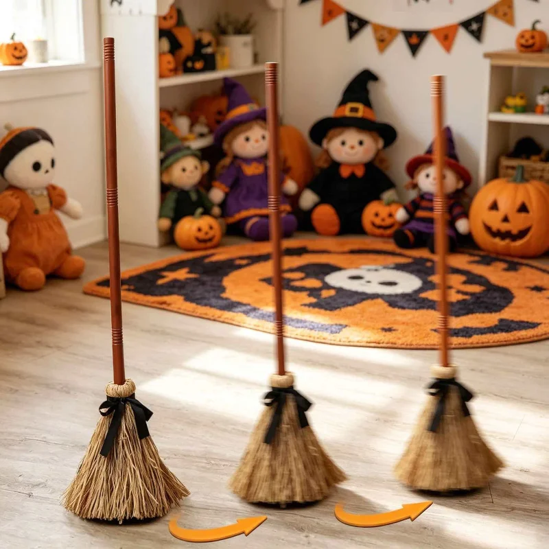 Halloween Magics Broom Animated Floating Witch Broom Magicals Animated Halloween Brooms that Moves for Haunted Party Decorations