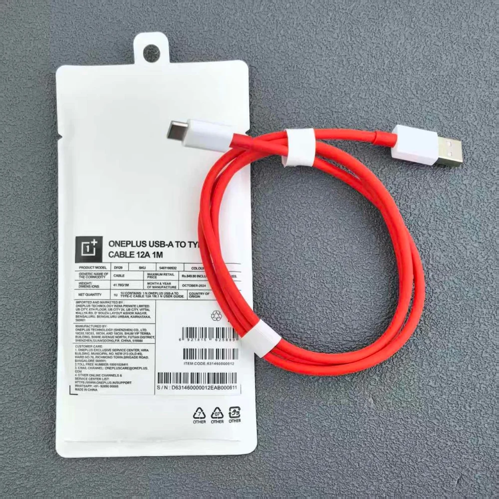 كابل أصلي 12A من النوع C OPPO Realme Oneplus 65 وات 80 وات 100 وات Super Vooc/Dart شحن سريع لـ Real Me 15 14 13 12 Find X9 X8 X7 GT7