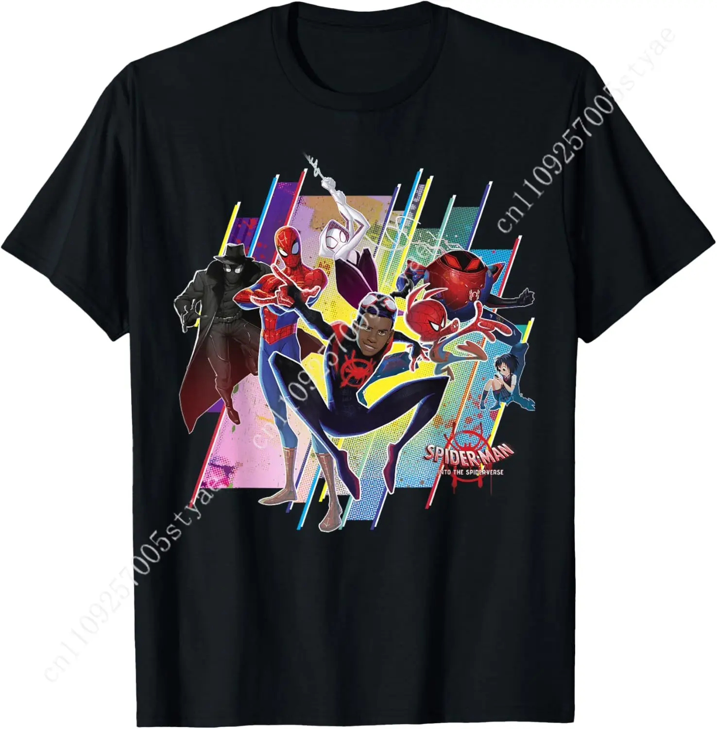 

Marvel Spider-Man Spiderverse Colorful Group Graphic T-Shirt