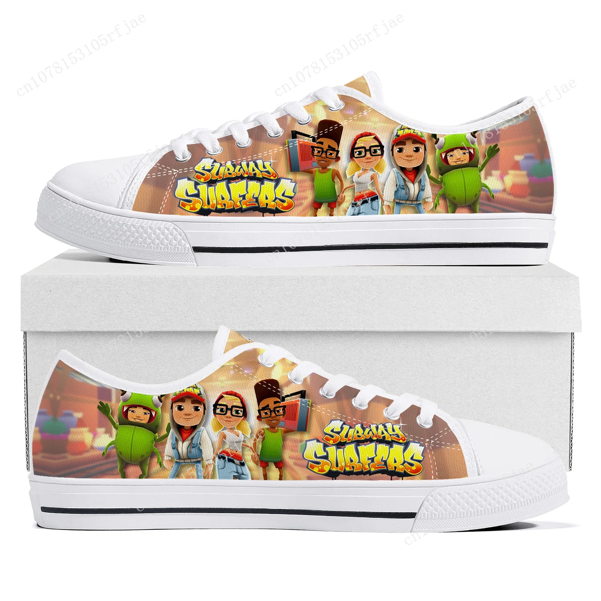 Anime Cartoon Game Subway Surfers Low Top Sneakers Dames Heren Tiener Hoge kwaliteit Canvas Sneaker Paar op maat gemaakte schoenen