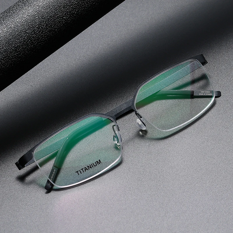 7422 No Screw Rectangle Denmark Male Reading Glasses Men Super Light Titanium Optical Business Prescription Eyeglasses New