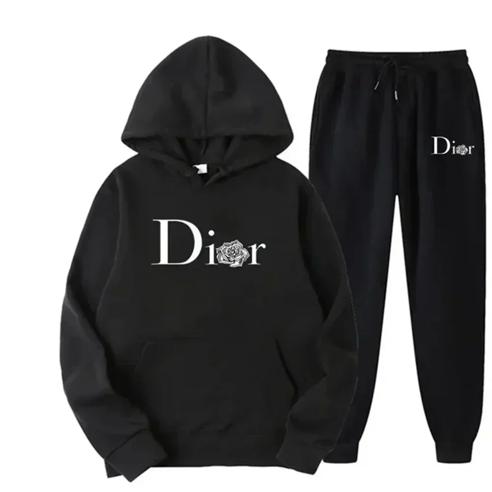 New Men's Fashion Fitness Outdoor Jogging and Casual Sets, Autumn Two-piece Long-sleeved Sweatshirts and Sweatpants for Men