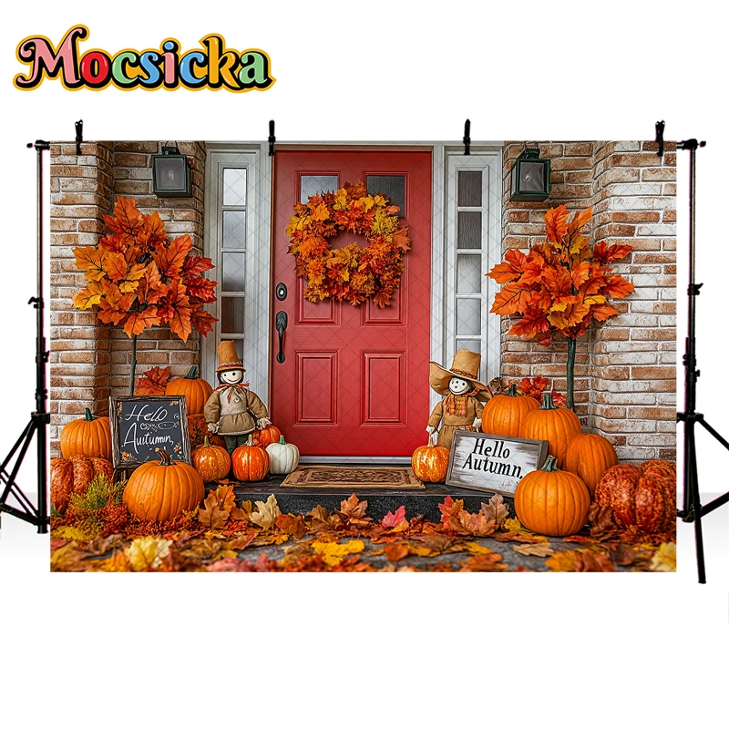 Mocsicka-Fond de ferme d'automne pour enfants et adultes, accessoires de photographie, enfant, bébé, tournesol, Aliments, granaire, foin, empilements ouvertement, studio photo