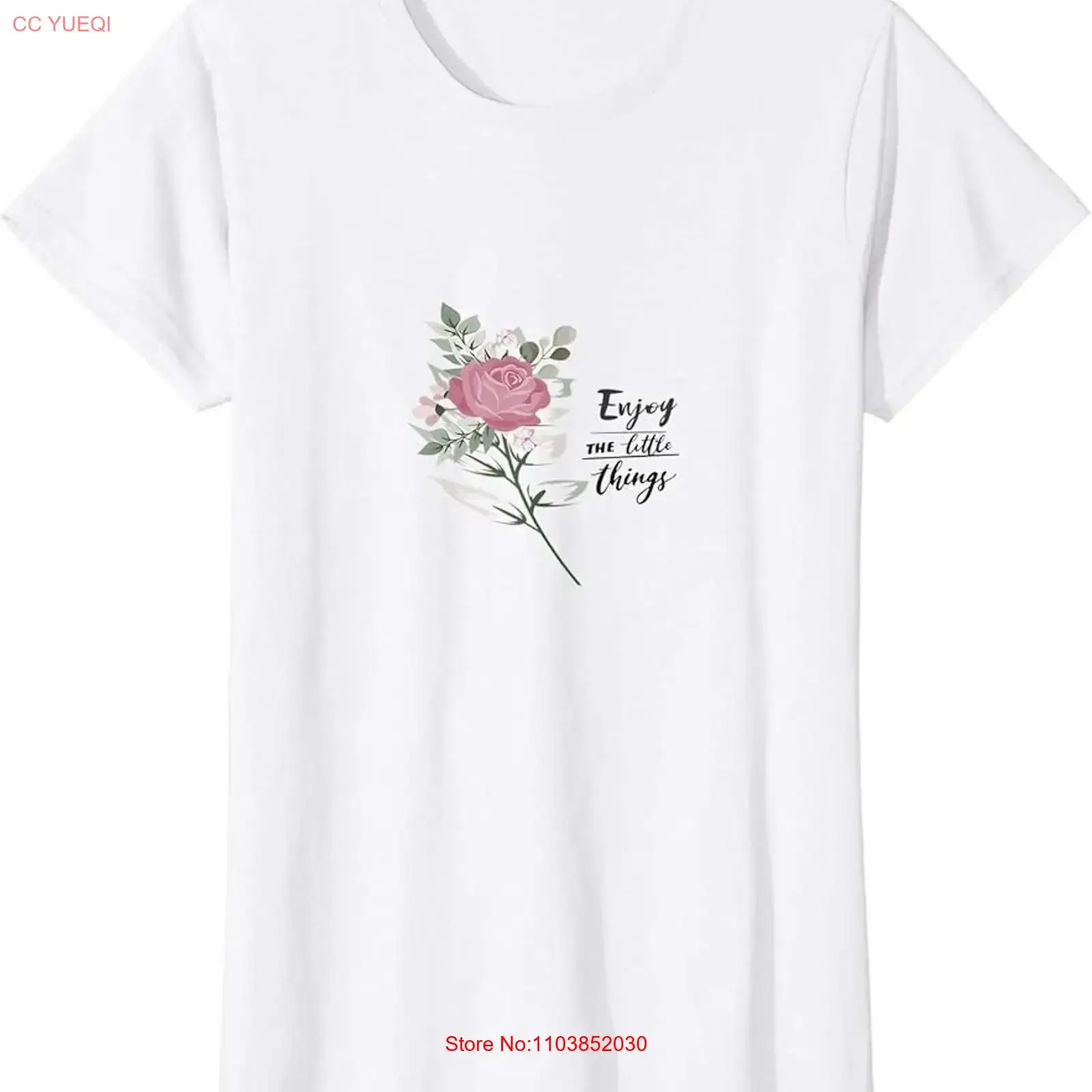T-shirt Enjoy the little Things vintage, légèrement délavé, haut polyvalent pour un usage quotidien, streetwear unisexe, confortable et extensible