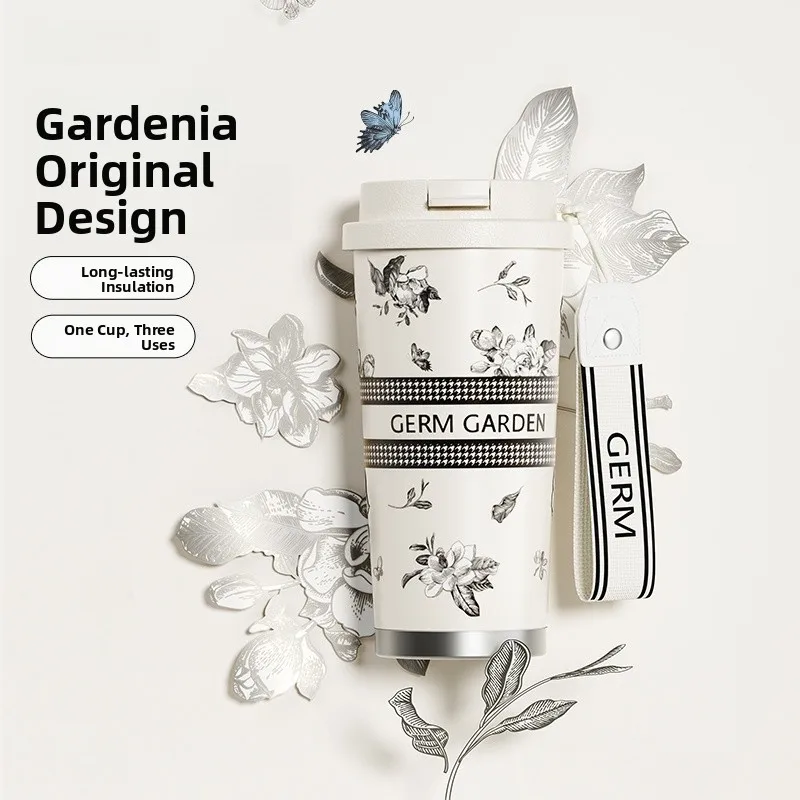 

Germ Garden Portable Insulated Coffee Cup for Women St Water Bottle Cold Proof High Aesthetic Value Dual Use Chinese Sle