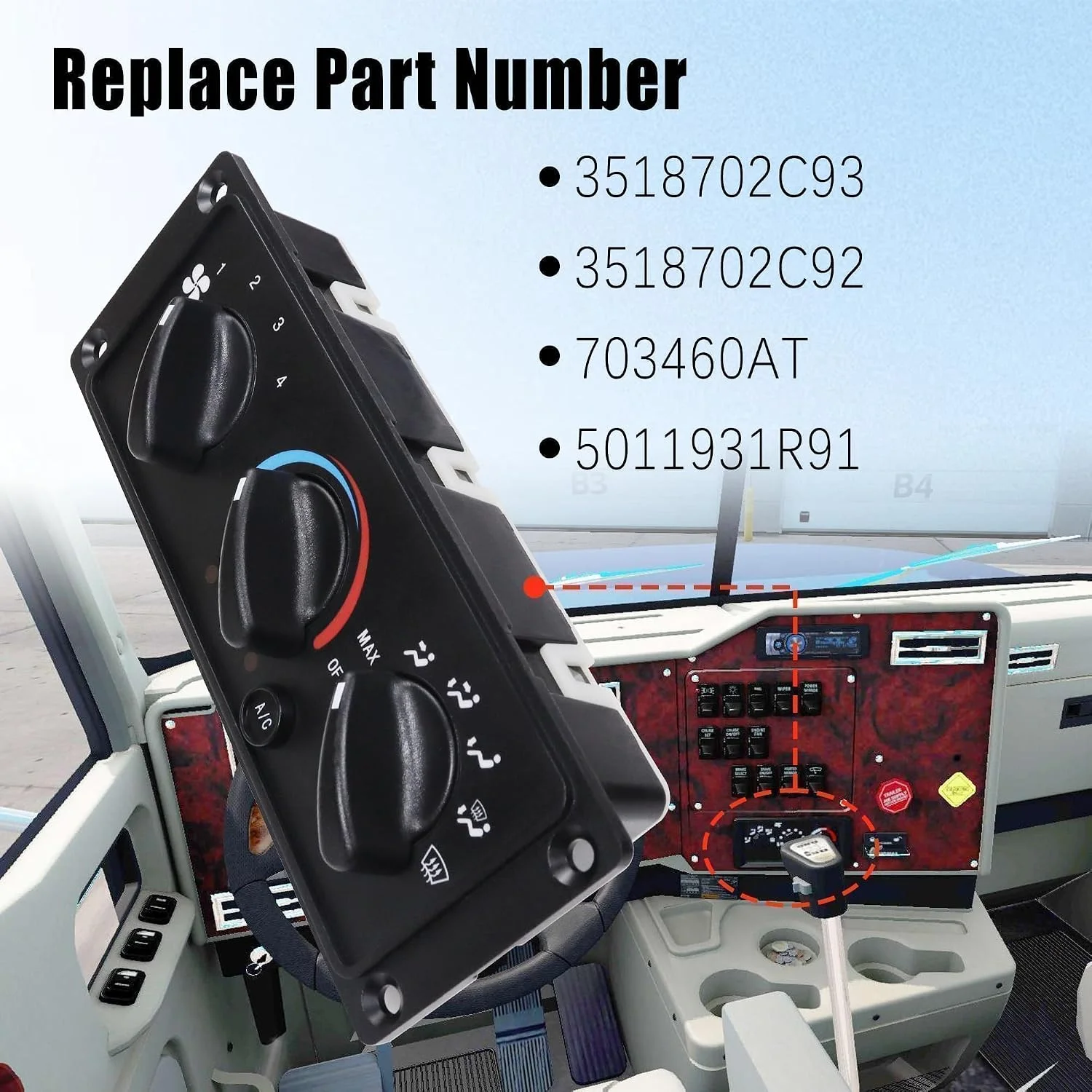 3518702C93 AC Heater Climate Control Module For 2000-2021 International 9100 9200 9400 9900 5500I 5600I