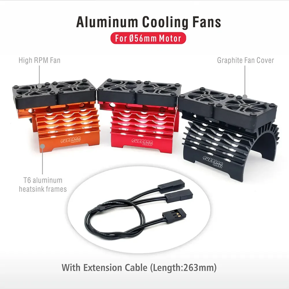 SURPASS 28/29mm 36mm 40/42mm 56mm Motor Cooling Fan Metal Heat Sink Holder 8.4V for 1/12 1/10 1/8 1/5 RC Car Brushless Motor