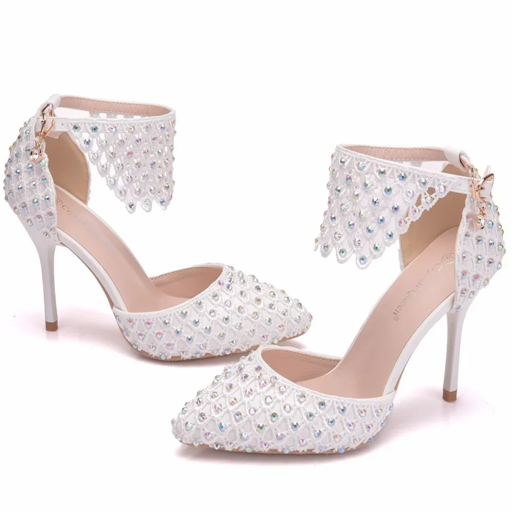 Chaussures de Mariage en Dentelle Blanche avec Sacs Assortis, Talons Hauts, Sangle de Rinçage Jolie tue, Ensemble de ixpour Femme, Perle