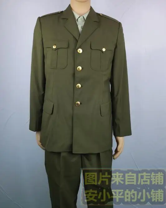 

80's Chinese Uniform Officer Suit Spring Green Vintage Men Army