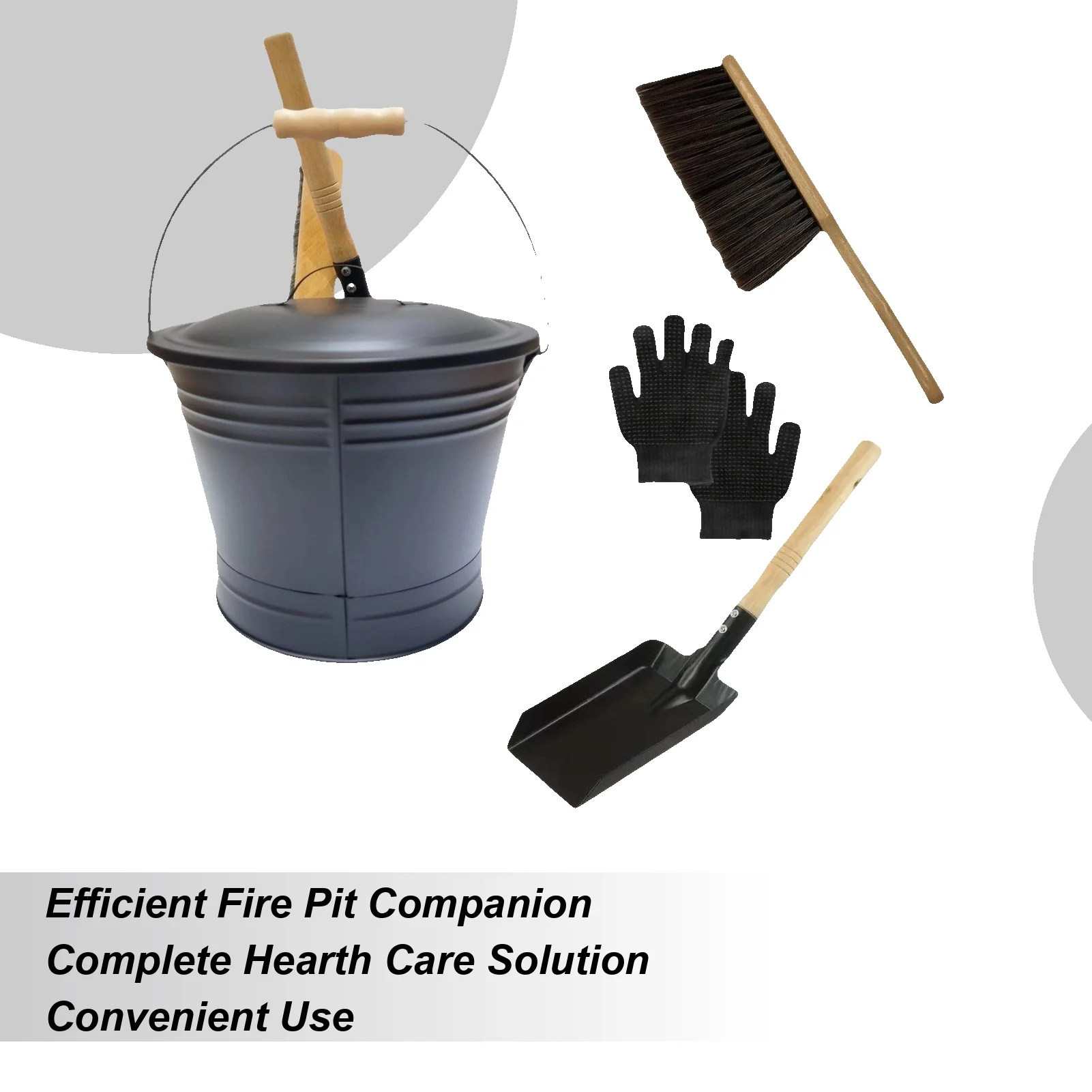 

Ash Bucket Heavy-Duty Metal Portable Fireplace Ash Bucket With Shovel Hand Broom For Fire Pit Hearth Outdoor Home Camping