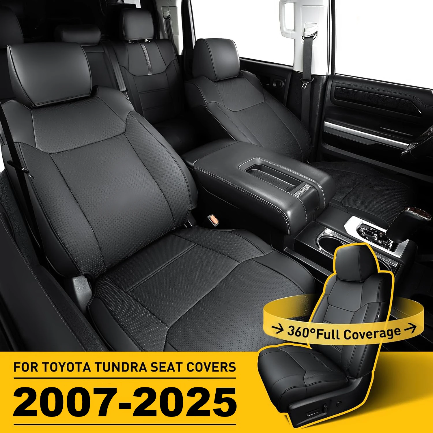 Für Toyota Tundra Crew Max Double Cab Hybrid 2007-2025 Maßgefertigte Auto-Zubehörteile Sitzbezüge 5 Sitze Hochwertige Lederausführung – Detail 3