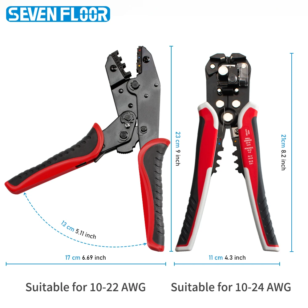 Crimping Tool Kit 0.5-6mm² AWG24-10 Insulated Terminal Crimper Multifunctional Wire Stripper Pliers for Electrical Wiring