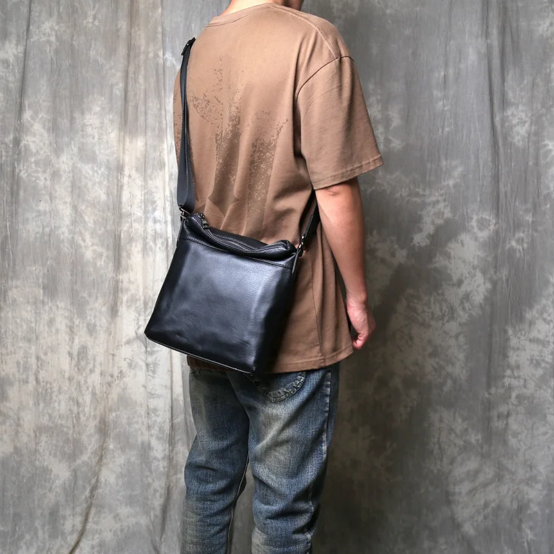 New Original Leather Men's Shoulder Crossbody Bag With Soft Surface And Top Layer Cowhide Vertical Business Casual Backpack