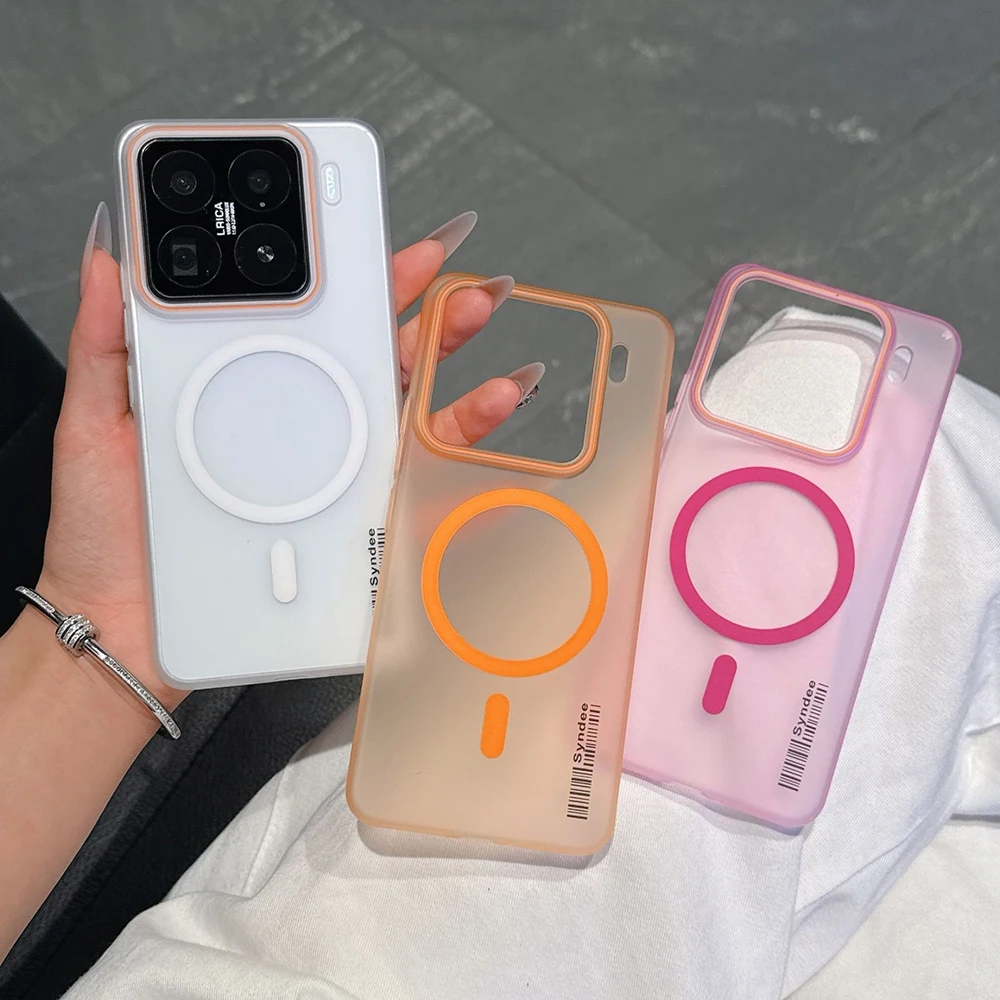 For Xiaomi Redmi Note 14 Pro Plus 5G 4G 14C Matte PC Barcode Lable Cover Funda Redmi Note 13 Pro Slim Translucent Magnetic Case