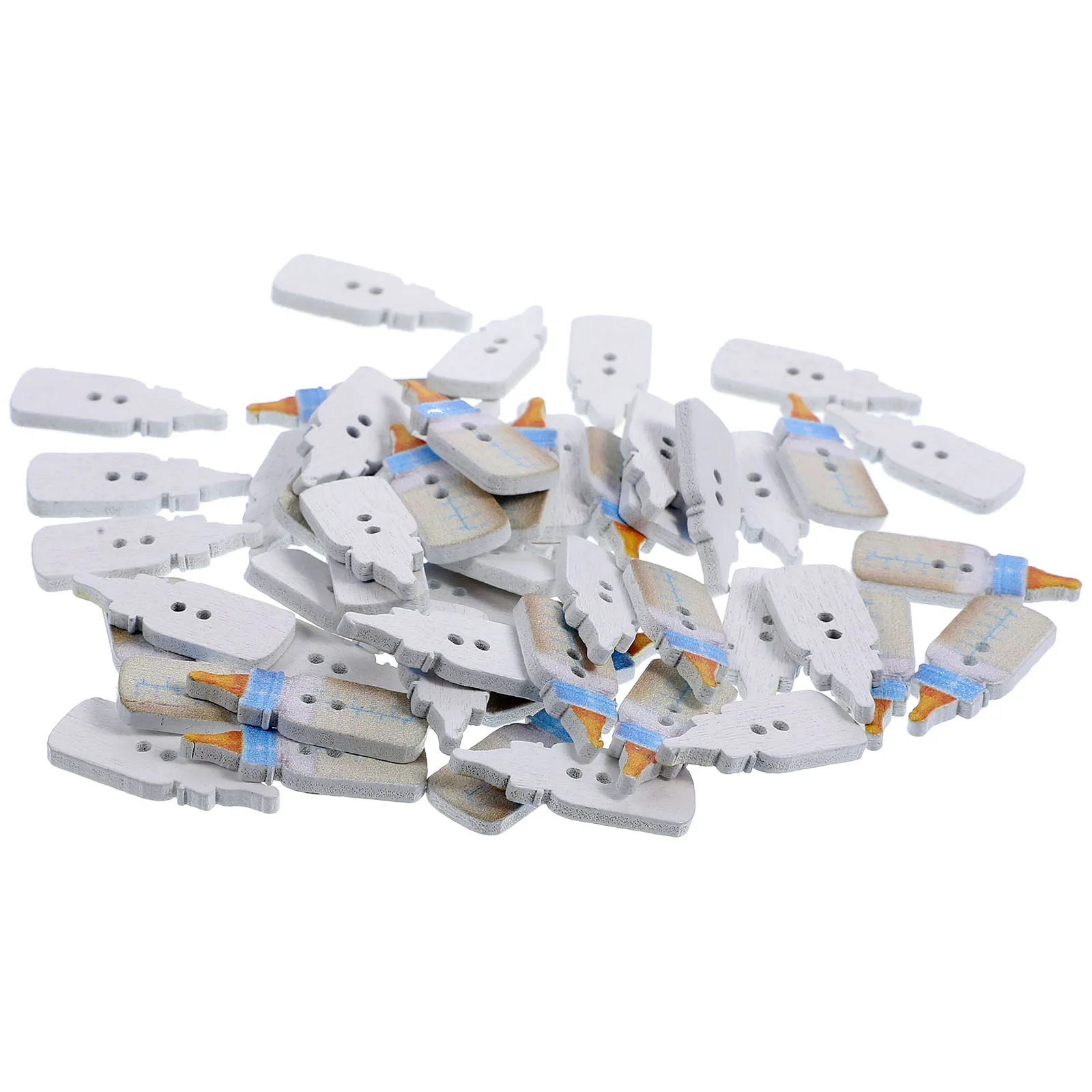 

50pcs Feeding Bottles Shaped Buttons Crafts Creative Decorative Sewing Wood Vintage Novelty Small Milk Bottle Style Pins Rivets