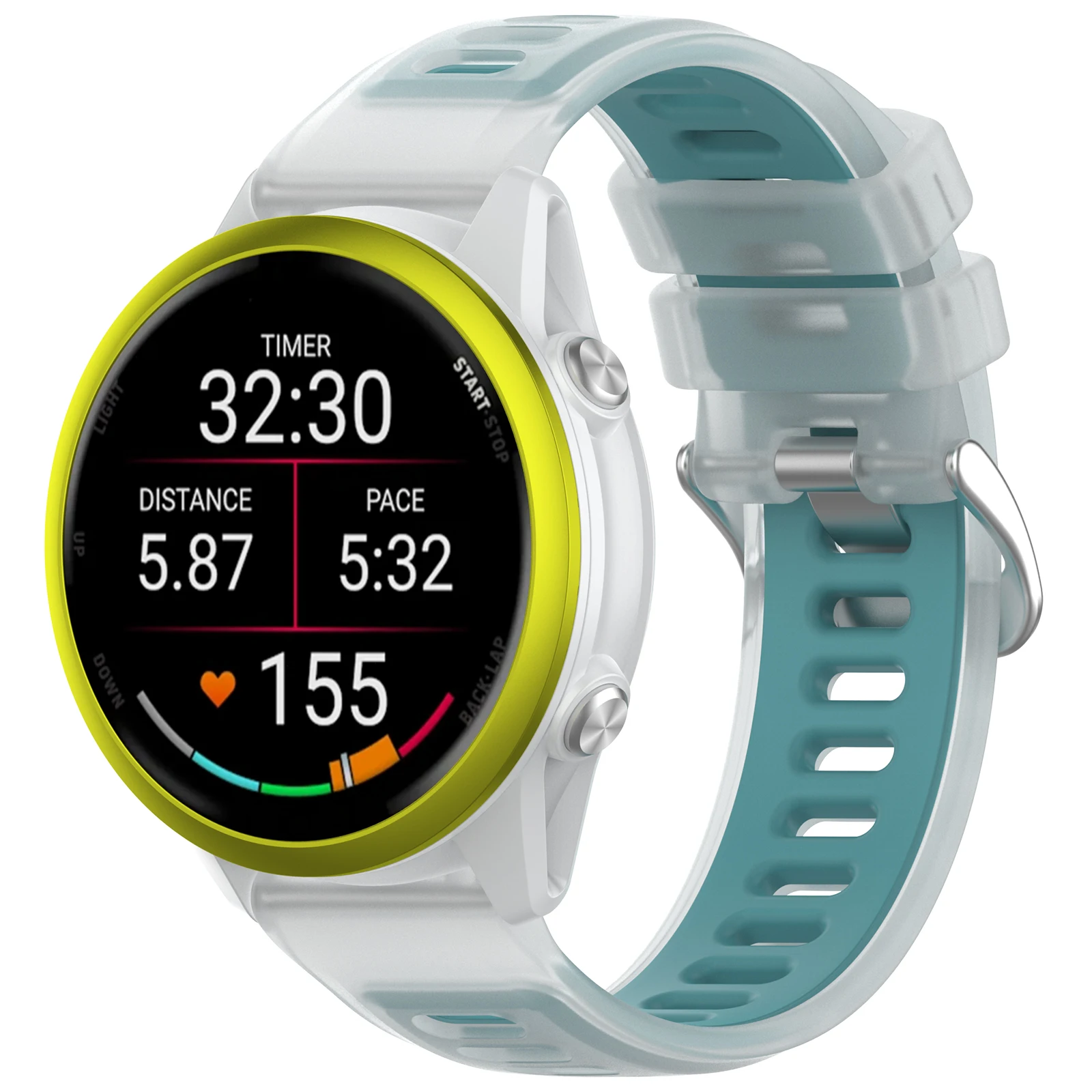 Силиконовый ремешок для Garmin Forerunner 570 47 мм 42 мм/970/55, полупрозрачный двухцветный сменный ремешок для Vivoactive 6-5/Active 6