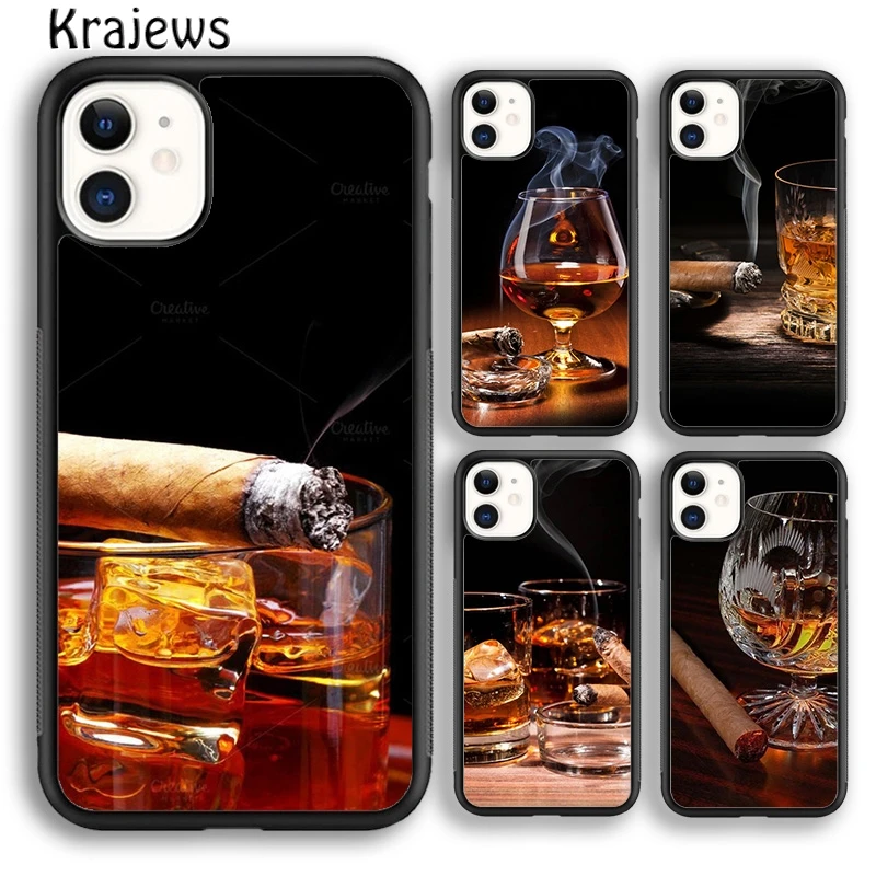 

Чехол для телефона Krajews Cigar Whiskey Ice Drink для iPhone 17 Air 16 15 14 plus 11 12 13 pro max Plus coque Fundas