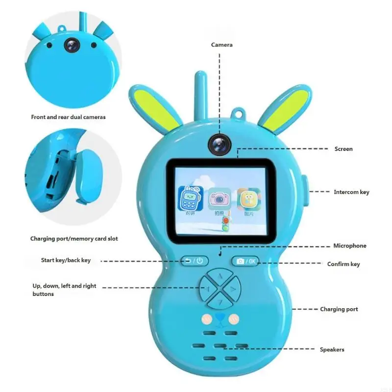 Caméra vidéo pour enfants, talkie-walkie avec Photo, appel en temps réel, interphone dessin animé, jouet pour enfants, en air