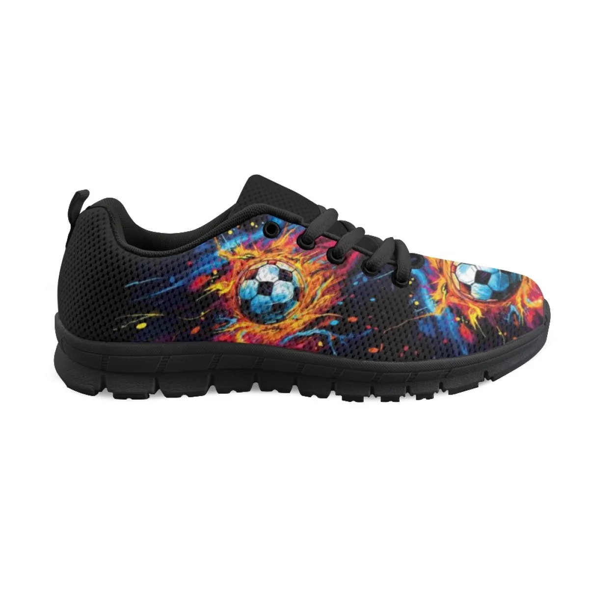 INSTANTARTS Cool Burning Soccer Design Flat Shoes Lightweight Lace-up Running Sneakers Casual Mesh Shoes for Women Zapatos Mujer image 4
