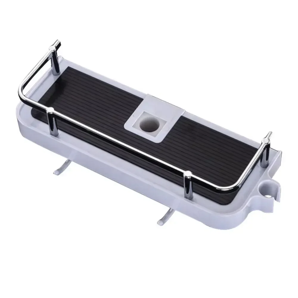 Shower Shelf Rectangle Tray Detachable Lifting Rod Soap Shampoo Storage Rack Plastic Holder Hanger Kitchen Bathroom Accessories