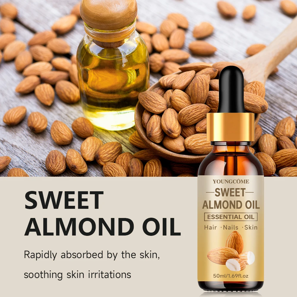 Pure natural sweet almond oil essential oil, hair moisturizer, suitable for hair, face and body,suitable for all hair types