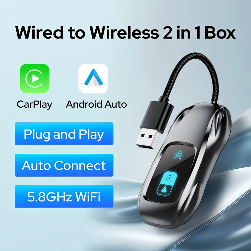 

Новый беспроводной адаптер CarPlay и Android Auto 2026 года, USB-донгл, умный мини-бокс, Plug & Play, универсальный для VW, Nissan, Honda
