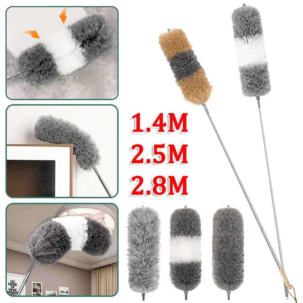 2.8/2.5/1.4M Microfiber Duster Extendable Duster Cleaner Brush Telescopic Ceiling Lamp Dust Removal Dusters Home Cleaning Tools