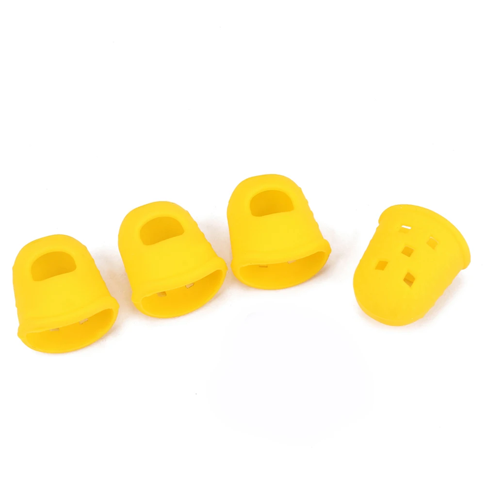 

4 Pcs Silicone Finger Cot Guitar Caps Fingertip Protectors Guards Thumb Non-slip