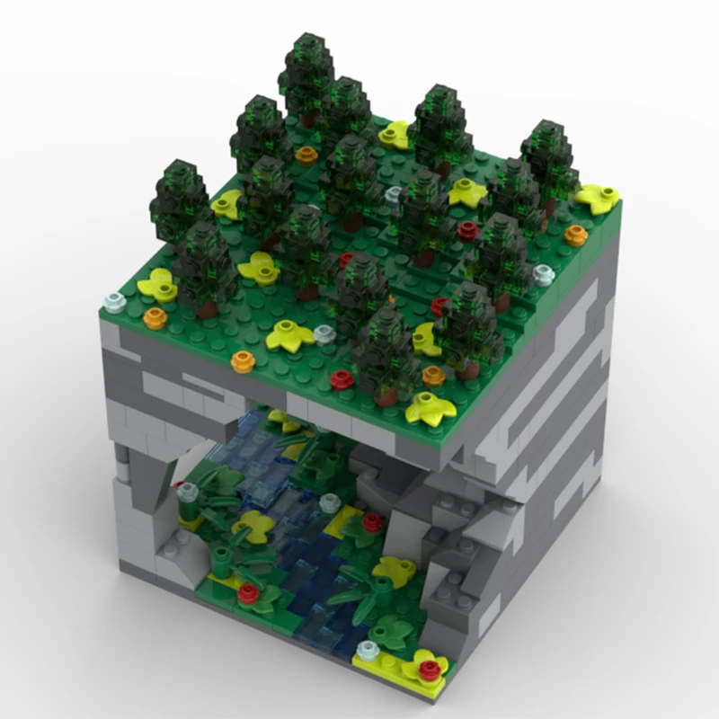 Blocs de construction d'architecture Diorama de grotte MOC, 658 pièces, cadeau de noël, modèle d'assemblage stimulant pour constructeurs avancés uniques