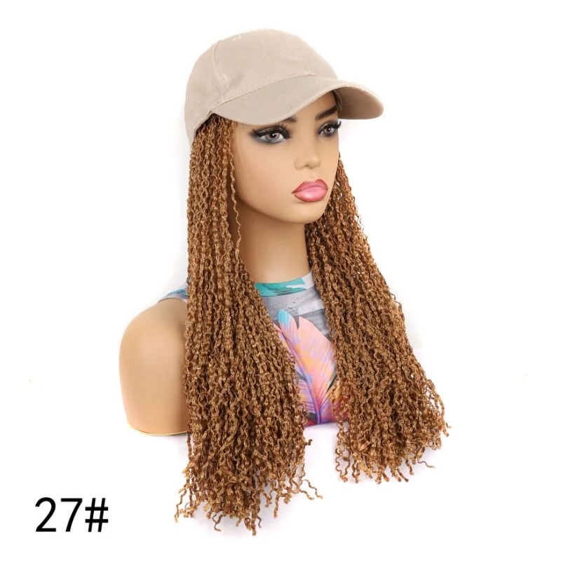 Braided Baseball Cap Wig Synthetic Hat Wig with Dreadlocks Wig, Colorful 16-inch Women\'s Hat Wig for Daily Travel Wear