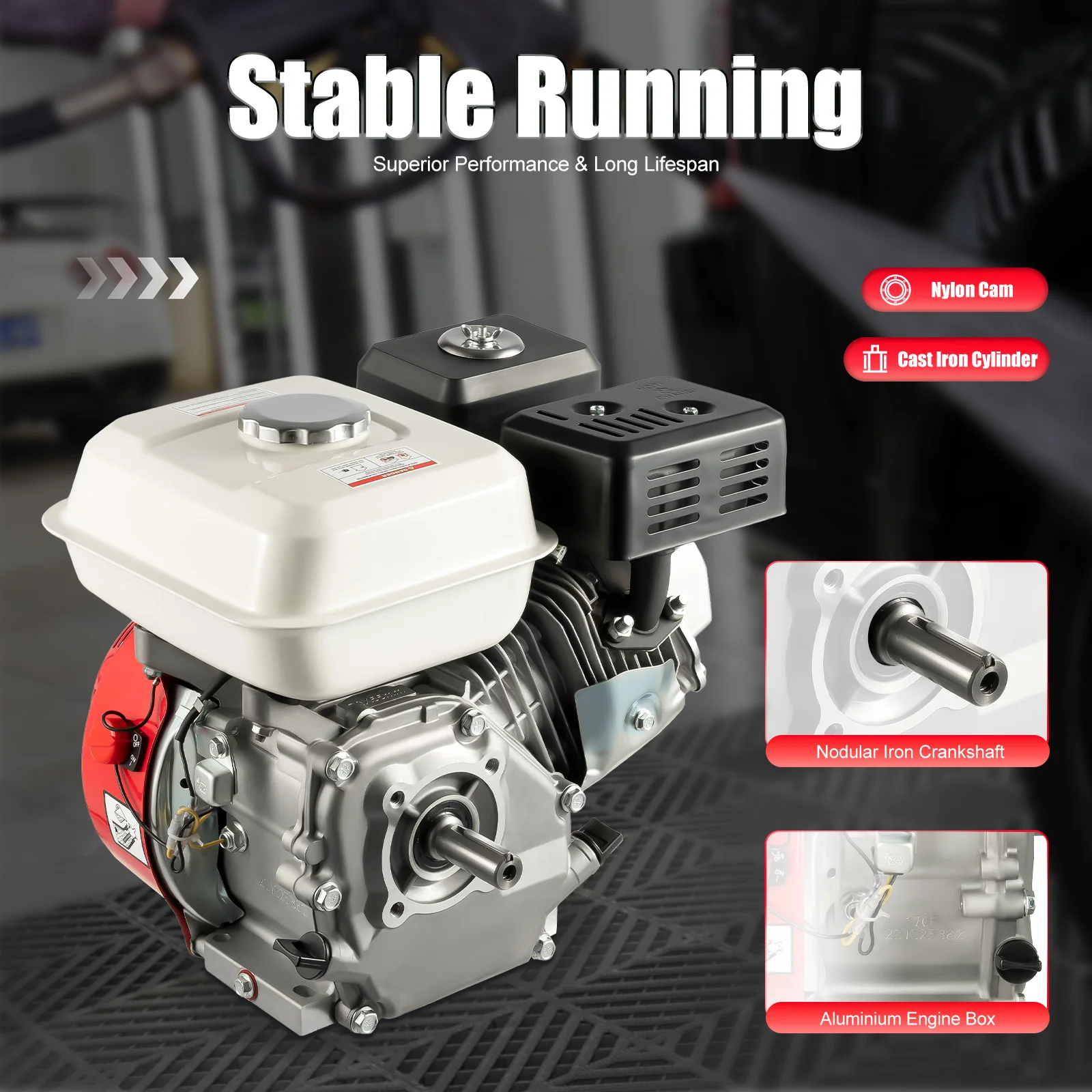 5,1 kW Generator 7,5 PS Benzinmotor nahtlos 25 ° Schräger Einzylinder 4-Takt für landwirtschaftliche Geräte und Heimbackup – Detail 9