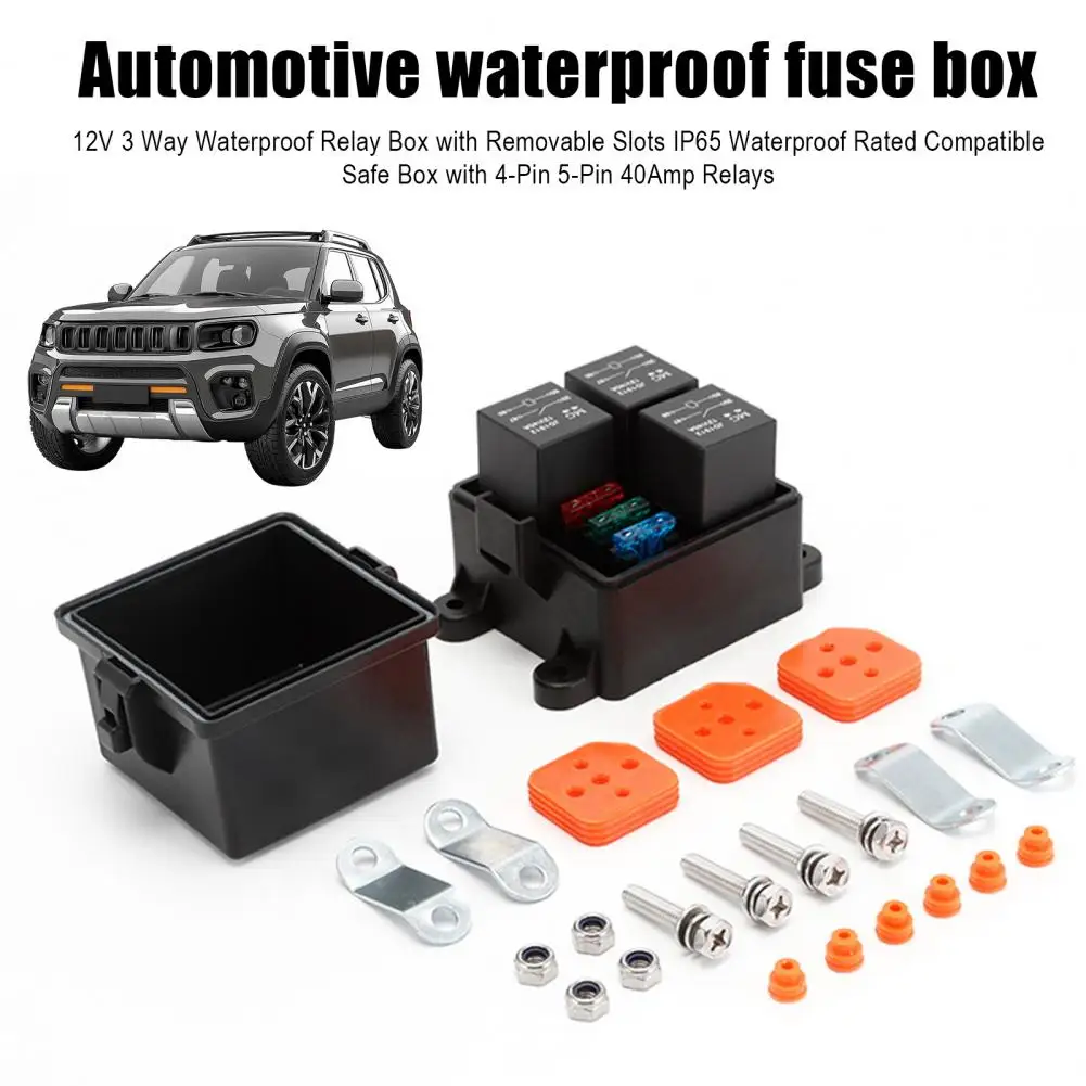 

12 В 3-сторонняя водонепроницаемая коробка реле со съемными прорезями IP65 Водонепроницаемый совместимый сейф с 4-контактными 5-контактными релеми 40 А