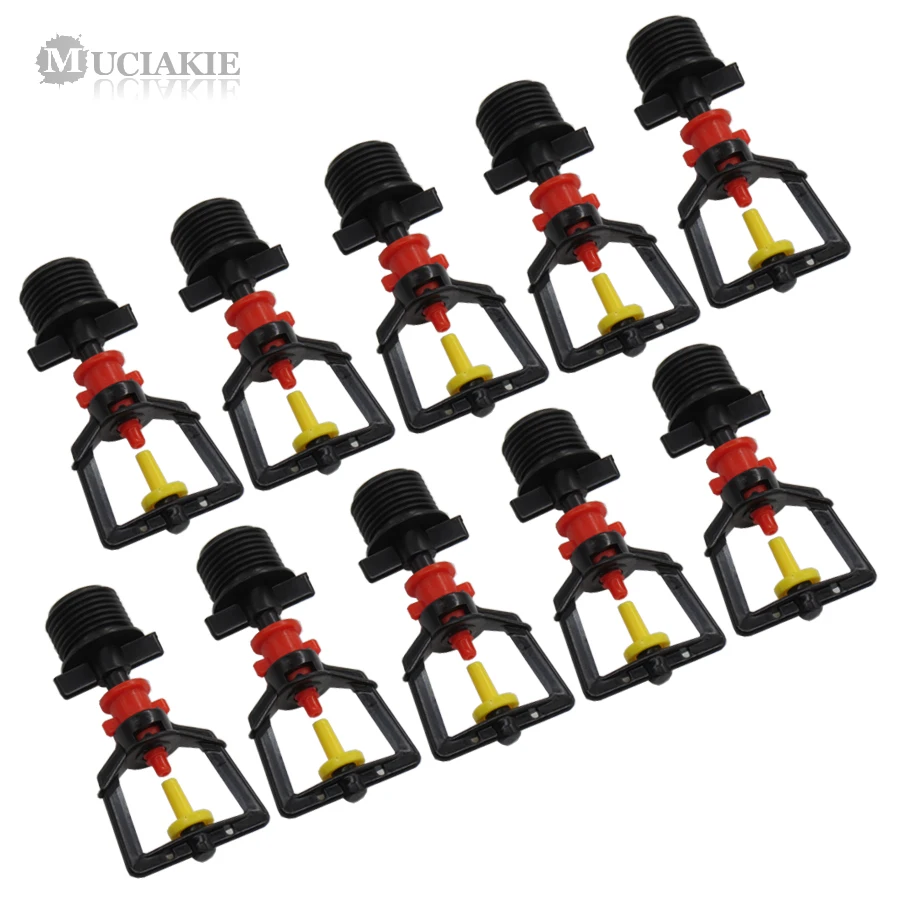 

MUCIAKIE 10PCS 360 Degrees Reflection Sprinklers with 1/2'' Male Thread Connector Misting Nozzle Greenhouse Micro Water Cooling