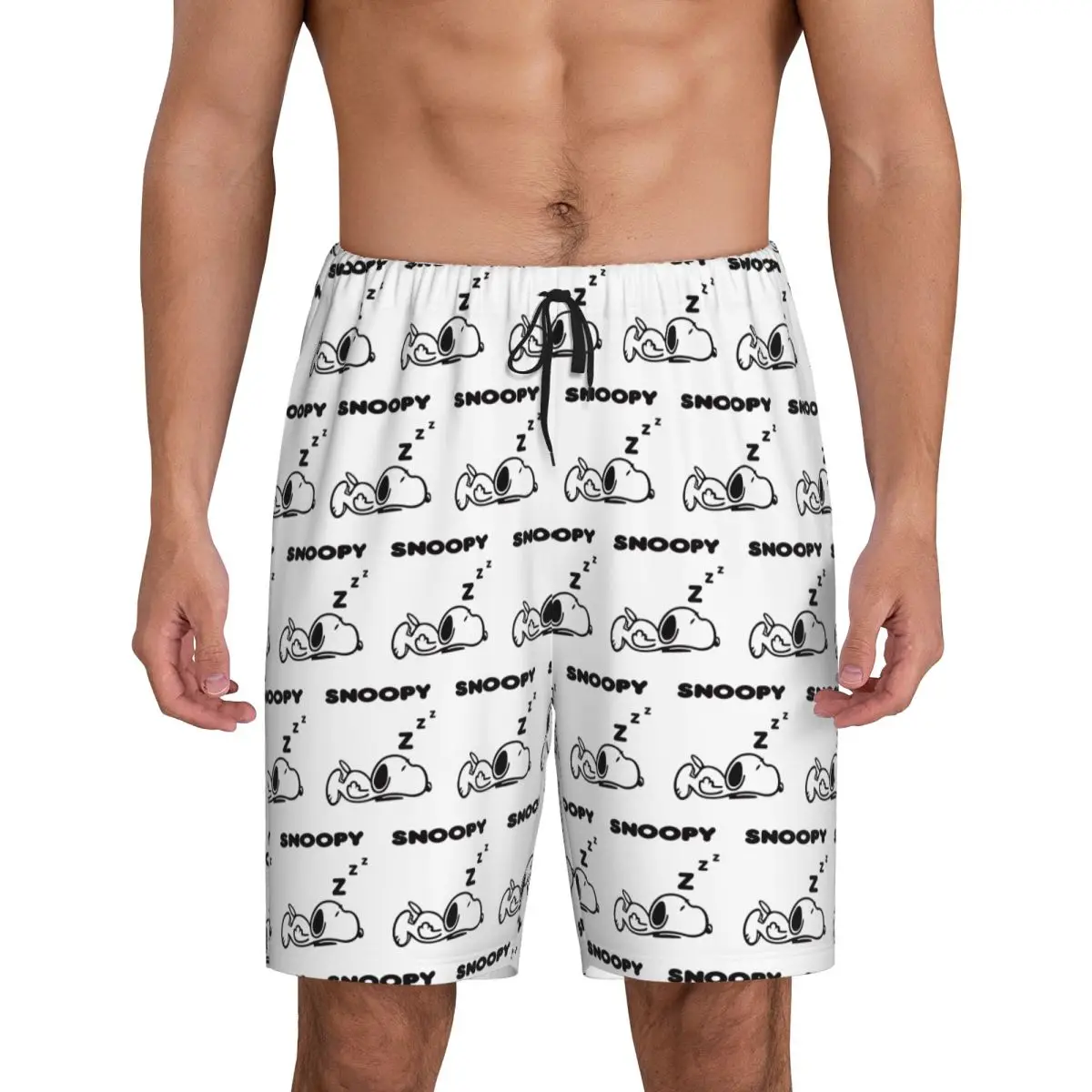 

Custom Printed Men Cartoon Snoopy Woodstock Anime Dog Pajama Bottoms Sleepwear Pjs Sleep Shorts with Pockets