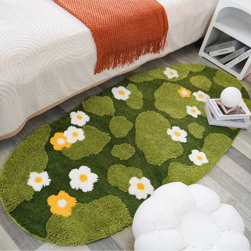 Moss Carpet Bathroom Mat Flocked Green Plush Bedroom Rug Soft Home Entrance Decoration Mat  Forest Structure  양탄자