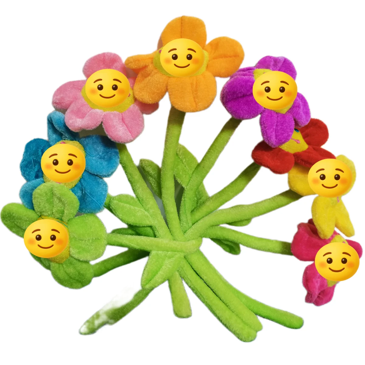 30cm 30pcs/lot  Plush Toy Sun Flower Bendable Suffed Toys Smile Face Curtain Buckle Sunflower Tanabata Wedding Bouquet Gifts