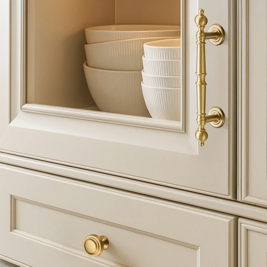

European Solid Brass Furniture Handles Golden Handles for Cabinets and Drawers Bedroom Wardrobe Nightstand Cabinet Handles