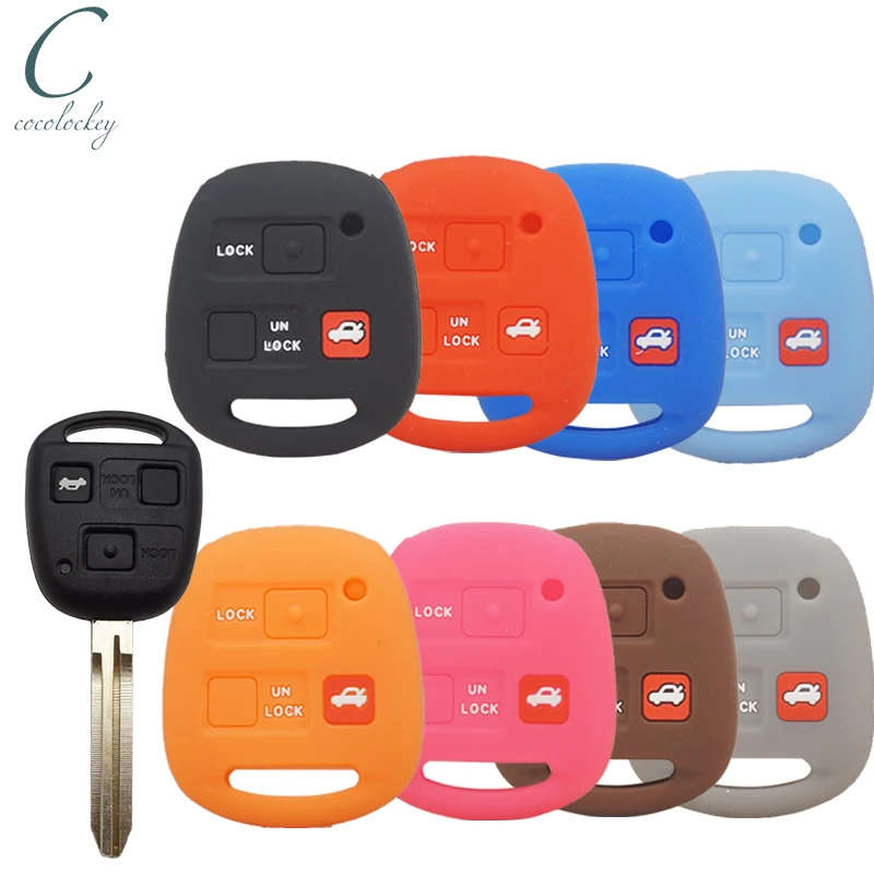 

Cocolockey силиконовый чехол для автомобильного ключа, чехол-брелок, подходит для LEXUS для TOYOTA, держатель дистанционного ключа, 3-кнопочный протектор, автомобильный аксессуар