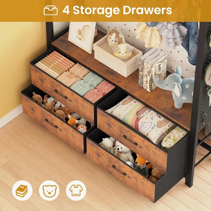 سرير معدني بطابقين مزدوج فوق شجرة القاعة، مخرج طاقة، سرير بطابقين LED مع 4 أدراج تخزين، سرير مع درابزين أمان