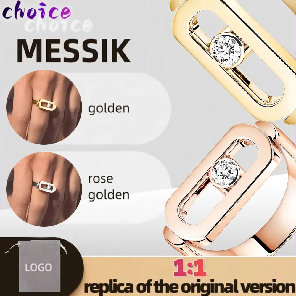 

2024 Messik new personalized platinum pure silver s925 reversible design IMPERIAL MOVE series sliding single diamond ring