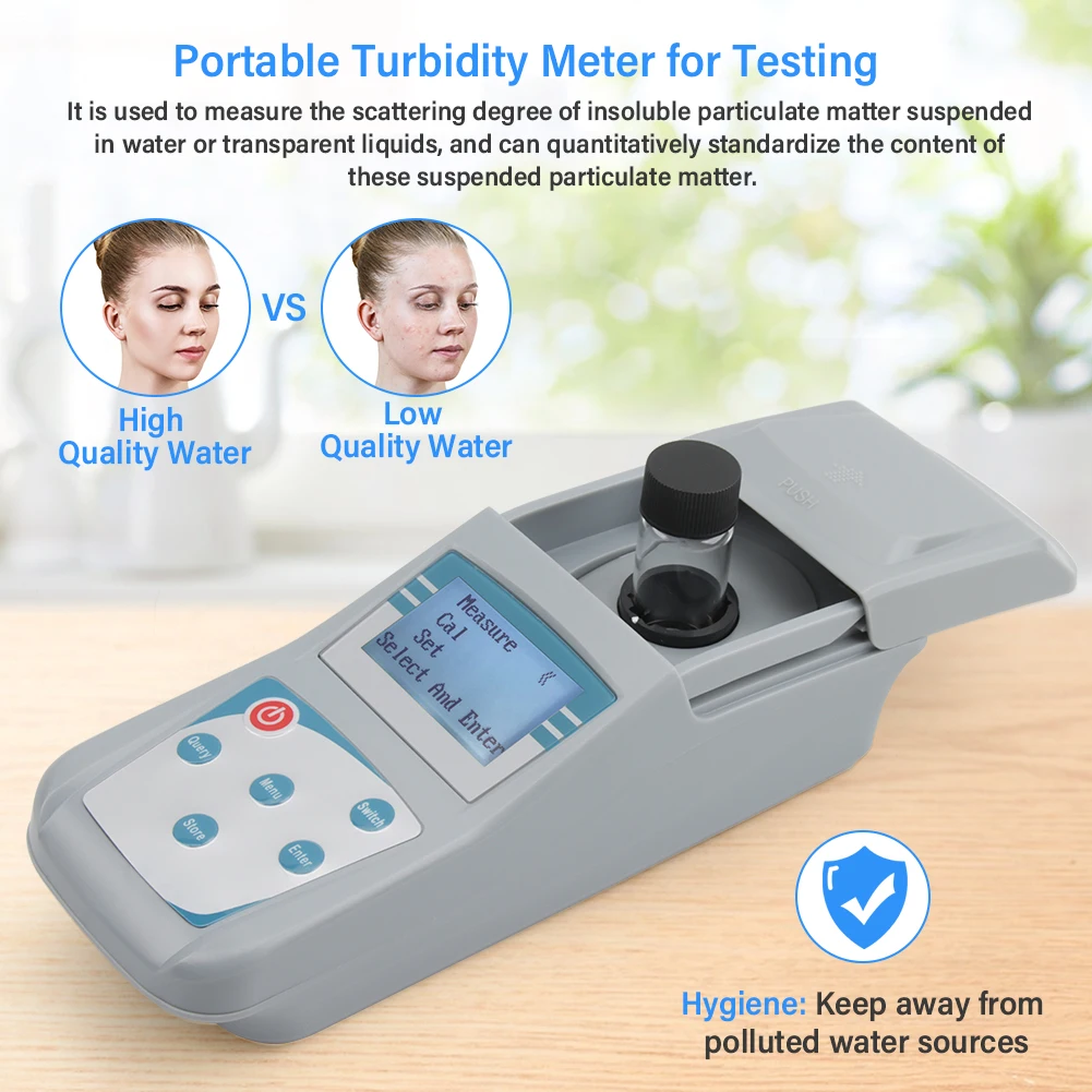 Handheld Water Turbidimeter High Precision Portable Microcomputer, AC/DC for Swimming Pools, Water Quality Laboratories