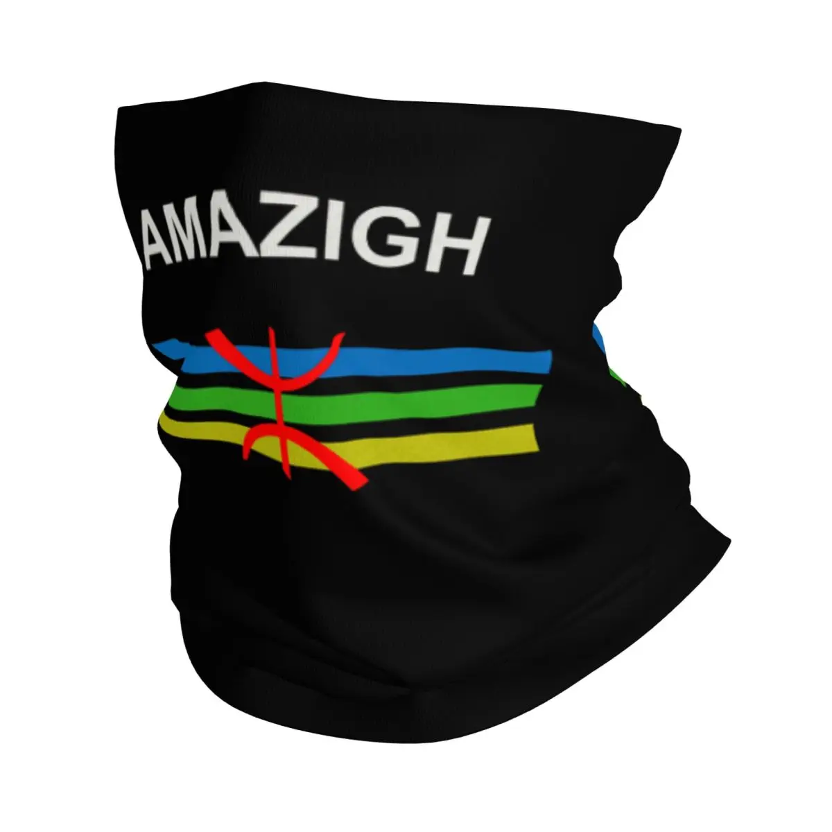 Custom Amazigh Flag Bandana Winter Neck Warmer Men Windproof Wrap Face Scarf for Hiking Berber Amazigh Imazighen Gaiter Headband