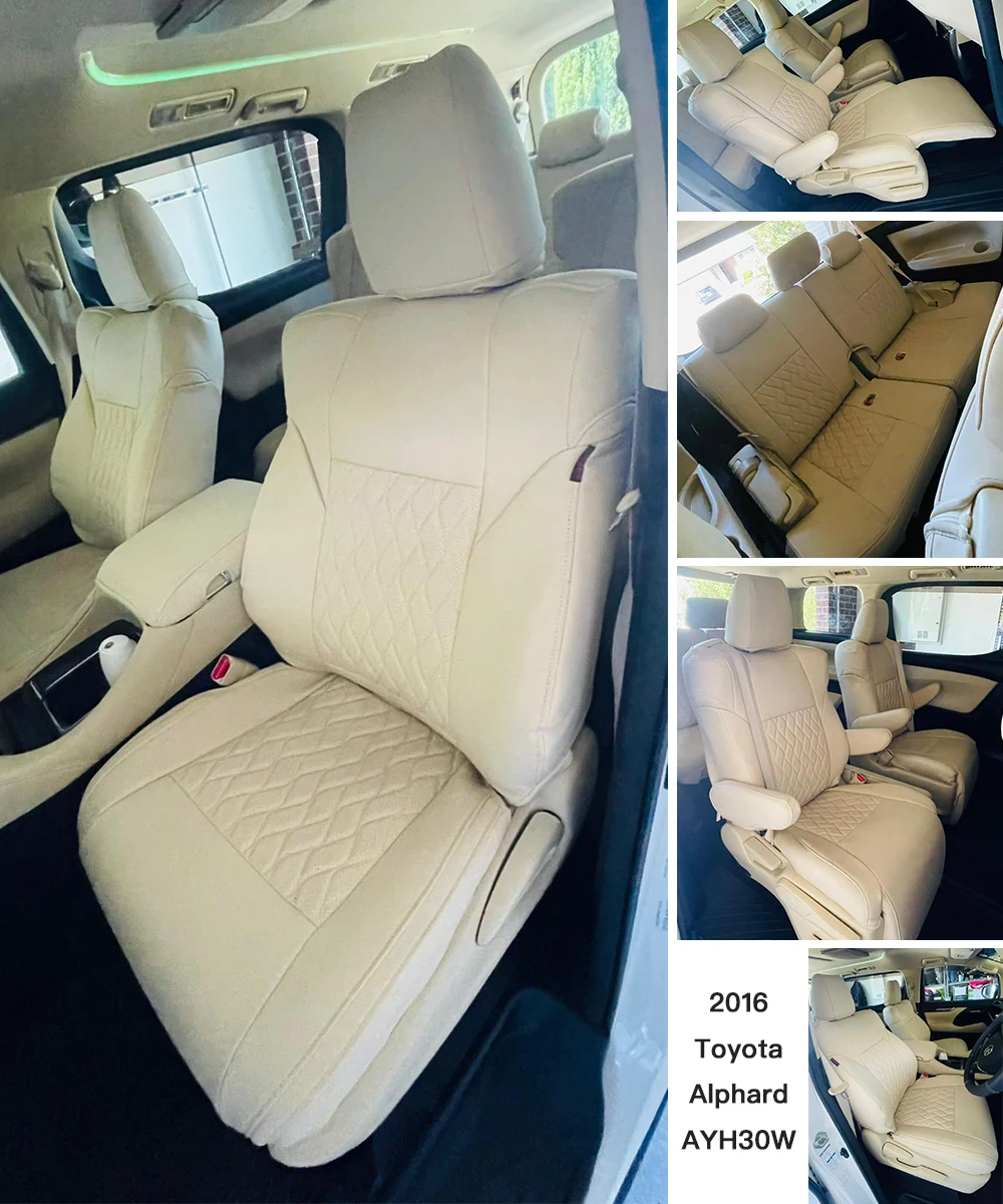 Custom Fit Car Seat Covers for 2015-2022 Toyota Alphard 30 40 Series Vellfire 7 8 Seats Full Set  Front Middle and Rear Seats