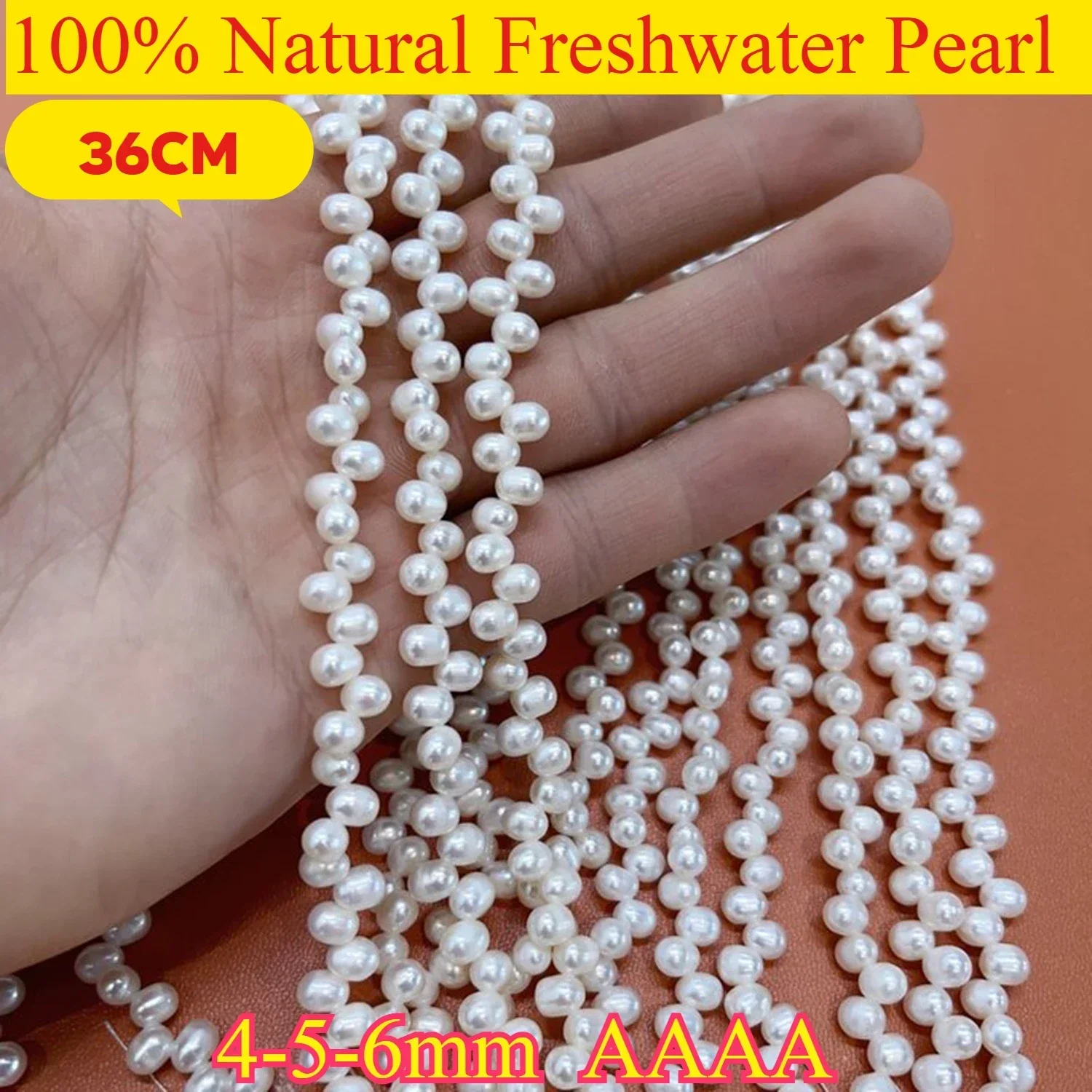

4-5-6mm 4A Refined Three-seven Hole Wedding Natural White Freshwater Pearl Bead Jewelry Make DIY Necklace Bracelet Accessories